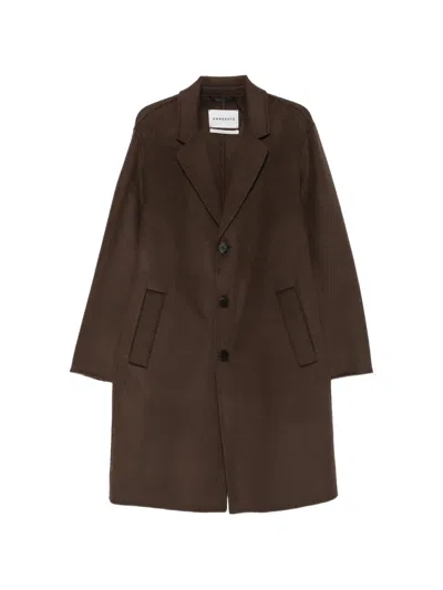 Amaranto Single-breasted Notched-lapels Coat In Brown