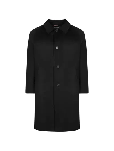 Amaranto Single-breasted Wool-blend Coat In Black