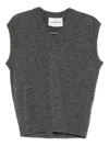Amaranto Sleeveless V-neck Sweater In Heathered Gray In Gray