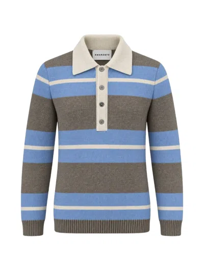 Amaranto Striped Button-up Polo Shirt In Multi
