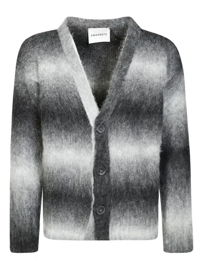 Amaranto Striped Cardigan In Gray