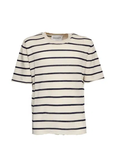 Amaranto Striped Crewneck T-shirt In Multi