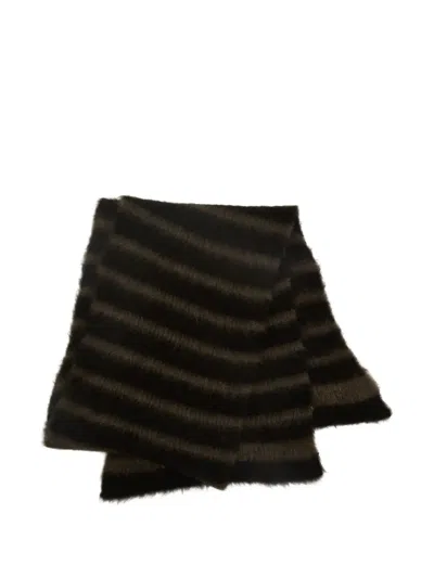 Amaranto Striped Knitted Scarf In Black