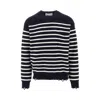 Amaranto Striped Wool Sweater With Fringed Hem And Cuffs In Blue