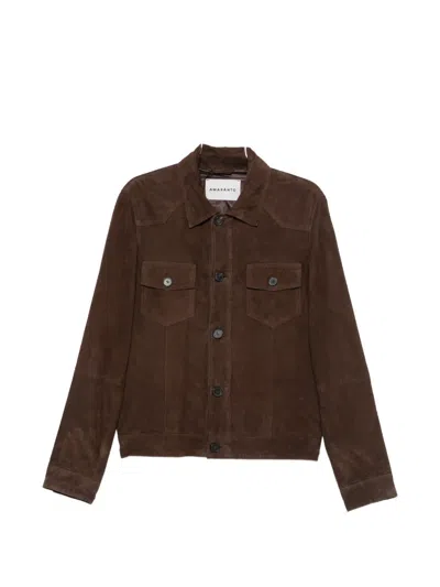 Amaranto Suede Button-up Jacket In Brown