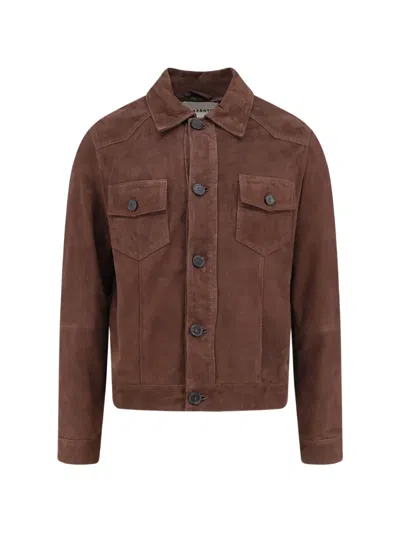 Amaranto Suede Flap-pocket Jacket In Brown