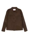 Amaranto Cacao Leather Jacket With Button-down Collar