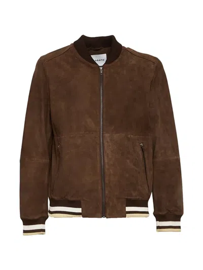 Amaranto Valstarino Suede Bomber Jacket In Black