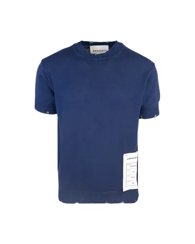 Amaranto T-shirt In Maglia Blu In Bu Navy 87m
