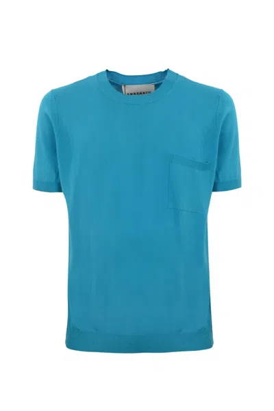 Amaranto T-shirt With Pocket In Light Blue