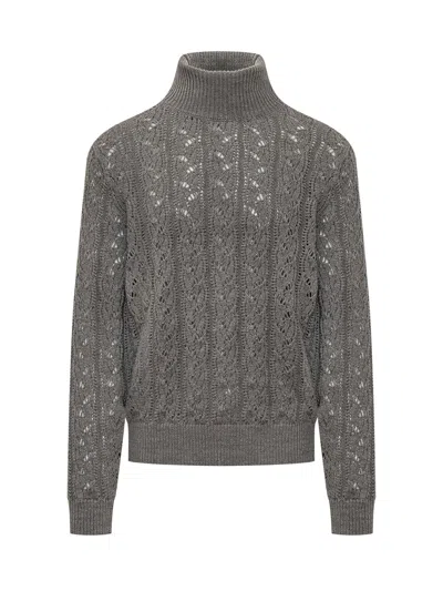 Amaranto Turtleneck Knit Sweater In Alluminio
