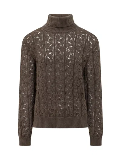 Amaranto Turtleneck Knit Sweater In Fondente