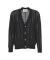 Amaranto V-neck Open Knit Cardigan In Black
