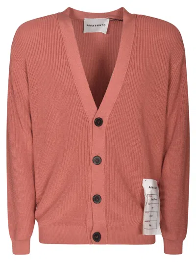 Amaranto V-neck Ribbed Cardigan In Blush