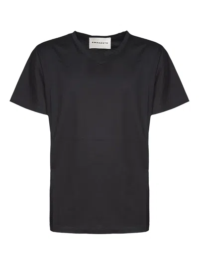 Amaranto V-neck Short-sleeved T-shirt In Black