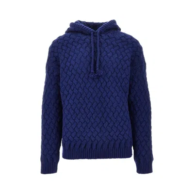 Amaranto Ven Knit Hoodie In Blue