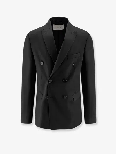 Amaranto Virgin Wool Blend Blazer In Black