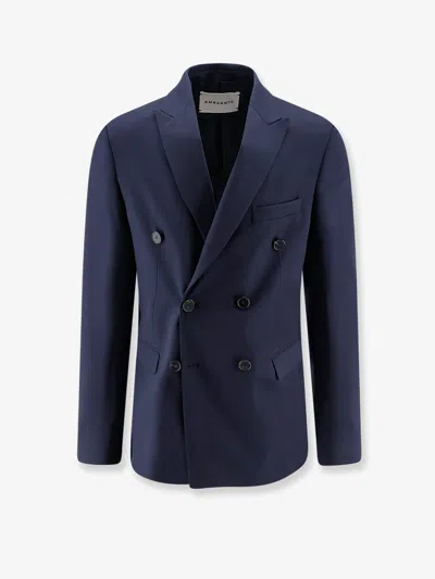 Amaranto Virgin Wool Blend Blazer In Blue