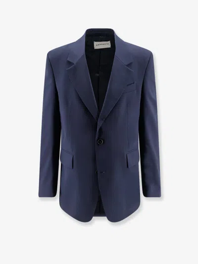 Amaranto Virgin Wool Blend Blazer In Blue