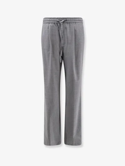 Amaranto Virgin Wool Blend Trousers In Gray