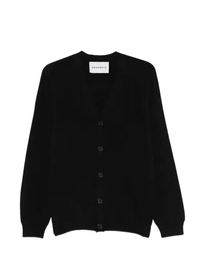 Amaranto V-neck Button-fastening Cardigan In Black