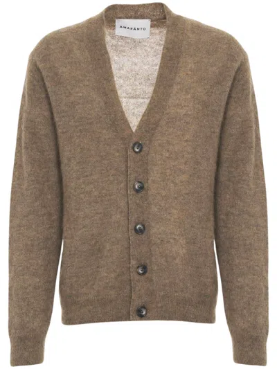 Amaranto V-neck Knitted Cardigan In Neutral
