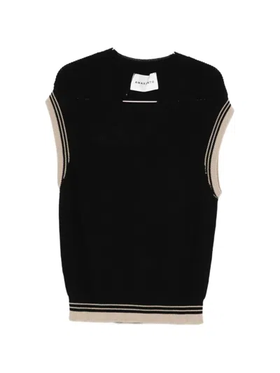 Amaranto V-neck Vest In Black