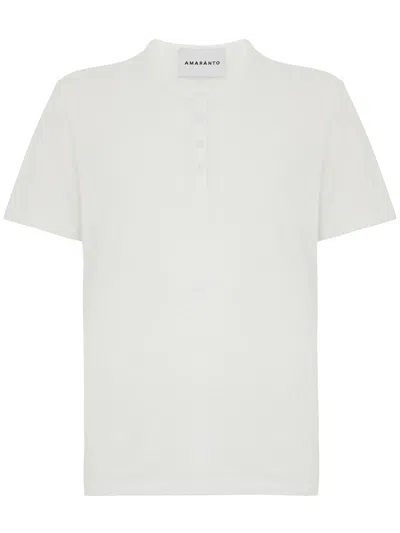 Amaranto White Linen Short-sleevet-shirt With Buttons