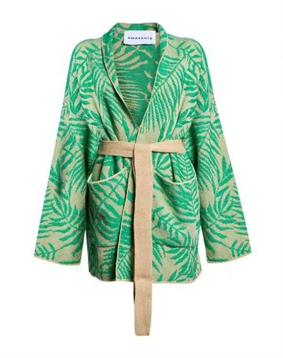 Amaranto Woman Cardigan Green Size Onesize Acrylic, Cotton, Polyamide