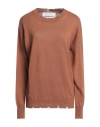 Amaranto Woman Sweater Camel Size M Cotton In Beige