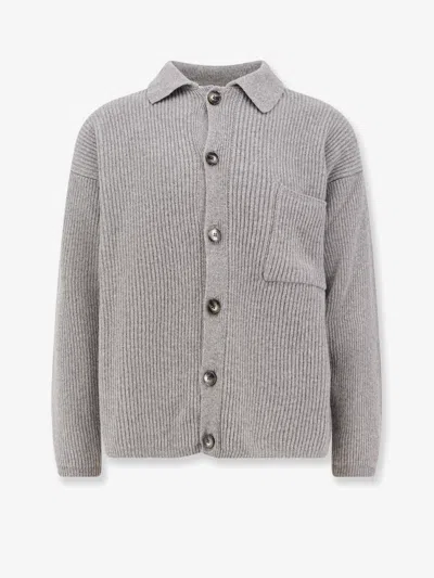 Amaranto Wool And Cashmere Cardigan In Gray