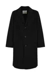 Amaranto Black Cashmere-wool Blend Coat With Notch Collar In Black