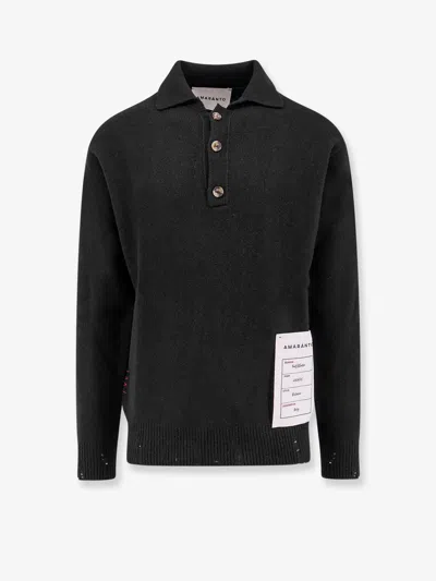 Amaranto Wool And Cashmere Sweater With Logoed Label In Black