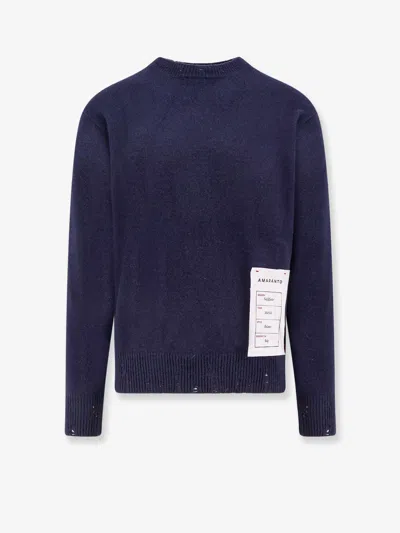 Amaranto Wool And Cashmere Sweater With Logoed Label