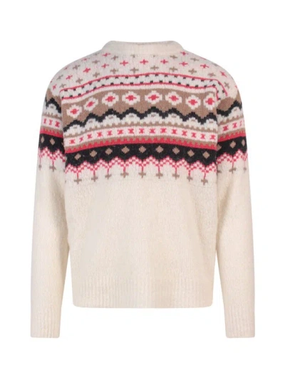 AMARANTO WOOL AND CASHMERE SWEATER WITH MULTICOLOR MOTIF