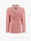 Amaranto Wool Blend Blazer With Logoed Label