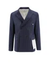 Amaranto Wool Blend Blazer With Logoed Label