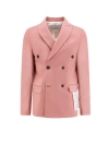Amaranto Wool Blend Blazer With Logoed Label In Pink