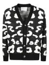 Amaranto Buttoned Cardigan With Letter Pattern Design In Black