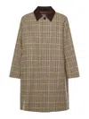 Amaranto Long Wool Coat With Check Pattern In Gray