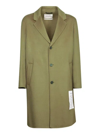 Amaranto Wool Blend Coat With Classic Lapel And Button Closure In Green