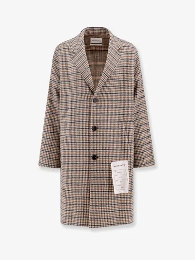 Amaranto Wool Blend Coat With Pied De Poule Motif