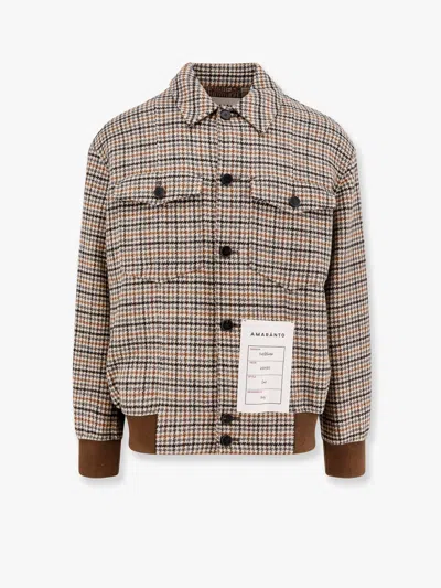 Amaranto Wool Blend Jacket With Pied De Poule Motif