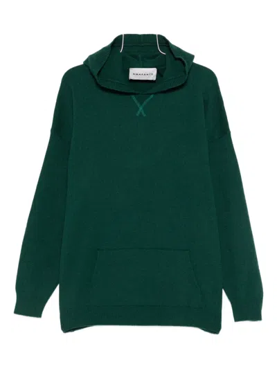 Amaranto Wool Hoodie In Green