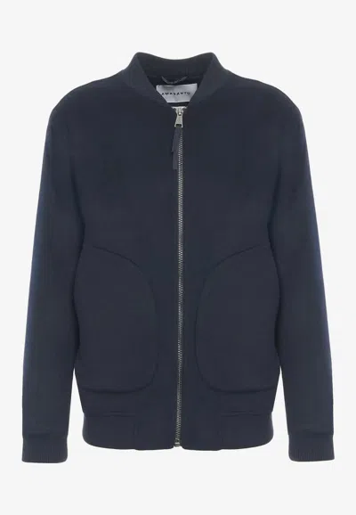 Amaranto Wool-cashmere Bomber Jacket In Navy