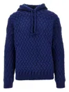 Amaranto Woven Hooded Sweater In Blue