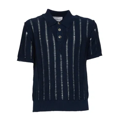 Amaranto Woven Knit Short-sleeve Polo Shirt In Black