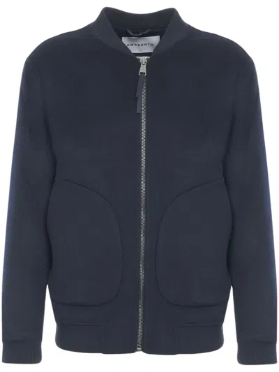 Amaranto Zipped Bomber Jacket In Blue