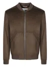 Amaranto Classic Bomber Jacket With Snug Ribbed Detailing In Brown