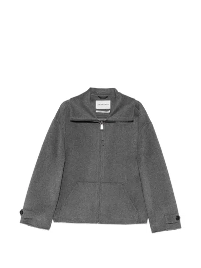 Amaranto Zip-up Button-tab Jacket In Gray